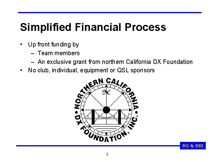 Simplified Financial Process • Up front funding by – Team members – An exclusive