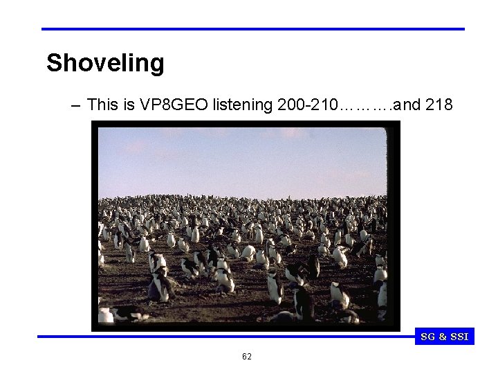 Shoveling – This is VP 8 GEO listening 200 -210………. and 218 SG &