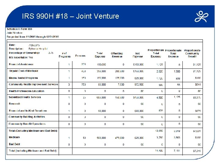 IRS 990 H #18 – Joint Venture 