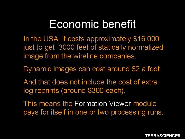Economic benefit In the USA, it costs approximately $16, 000 just to get 3000