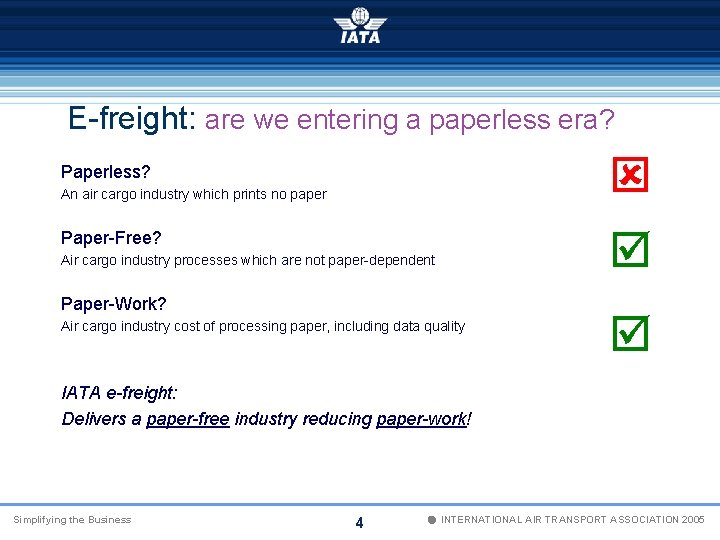 E-freight: are we entering a paperless era? Paperless? An air cargo industry which prints