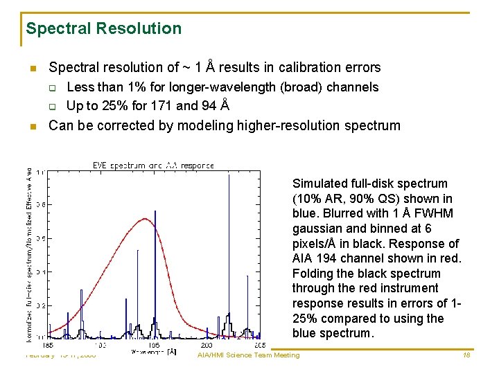 Spectral Resolution n Spectral resolution of ~ 1 Å results in calibration errors q