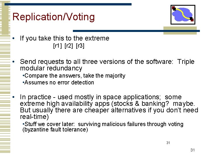 Replication/Voting • If you take this to the extreme [r 1] [r 2] [r