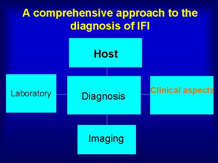 A comprehensive approach to the diagnosis of IFI Host Laboratory Diagnosis Imaging Clinical aspects