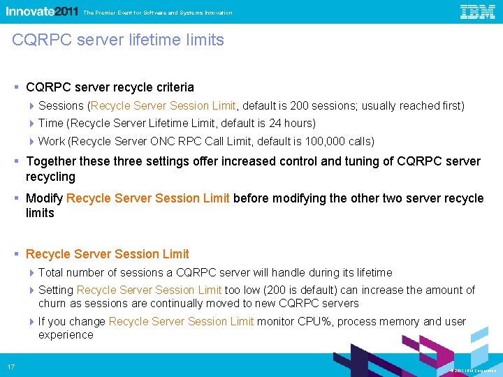 The Premier Event for Software and Systems Innovation CQRPC server lifetime limits CQRPC server