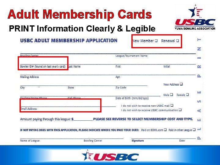 Adult Membership Cards PRINT Information Clearly & Legible 