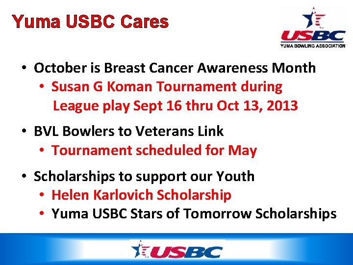 Yuma USBC Cares • October is Breast Cancer Awareness Month • Susan G Koman