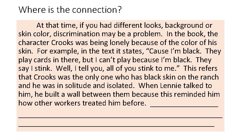 Where is the connection? At that time, if you had different looks, background or