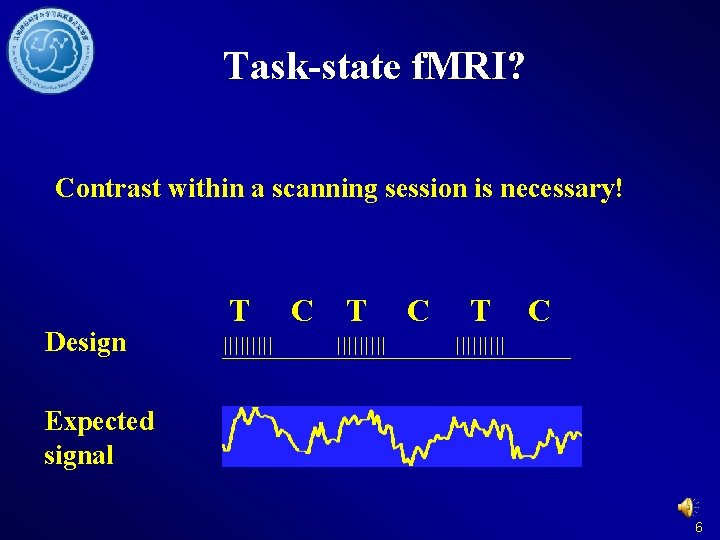 Task-state f. MRI? Contrast within a scanning session is necessary! Design T C T