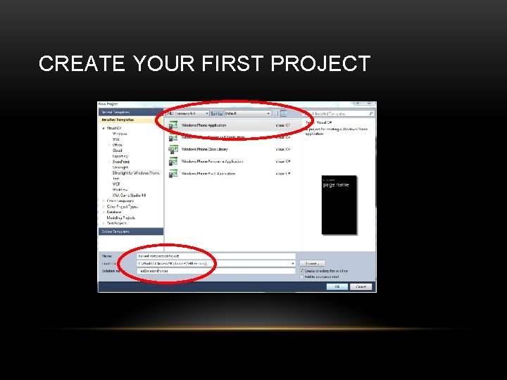 CREATE YOUR FIRST PROJECT 