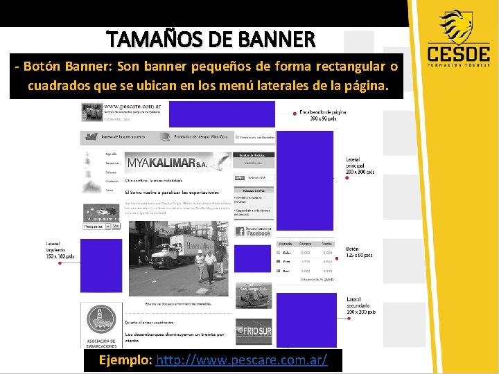 TAMAÑOS DE BANNER - Botón Banner: Son banner pequeños de forma rectangular o cuadrados