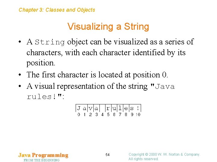 Chapter 3: Classes and Objects Visualizing a String • A String object can be Chapter 3: Classes and Objects Visualizing a String • A String object can be