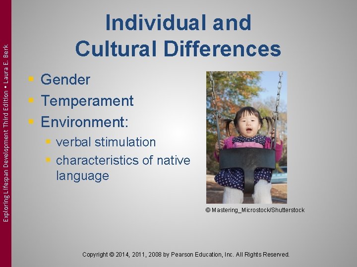 Exploring Lifespan Development Third Edition Laura E. Berk Individual and Cultural Differences § Gender Exploring Lifespan Development Third Edition Laura E. Berk Individual and Cultural Differences § Gender