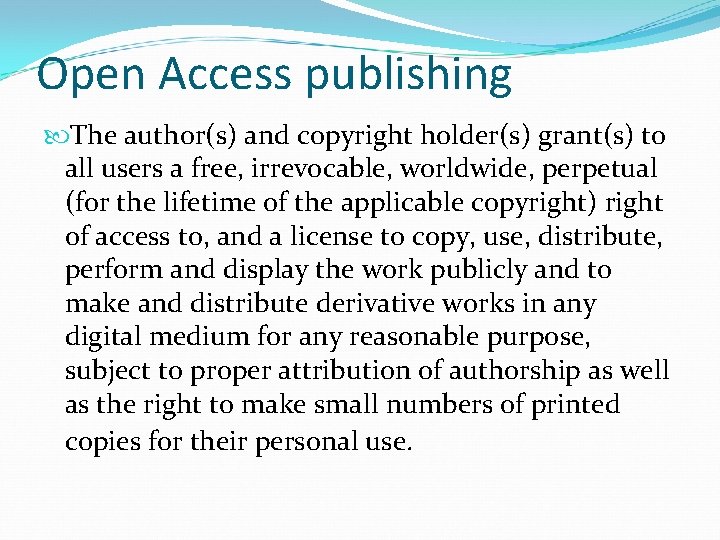 Open Access publishing The author(s) and copyright holder(s) grant(s) to all users a free,