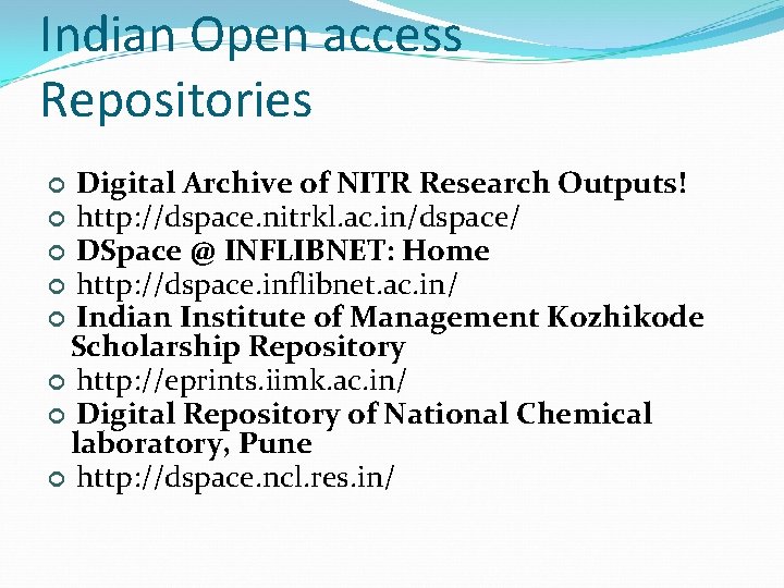 Indian Open access Repositories Digital Archive of NITR Research Outputs! http: //dspace. nitrkl. ac.