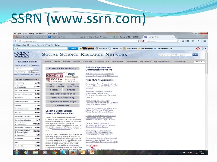 SSRN (www. ssrn. com) 