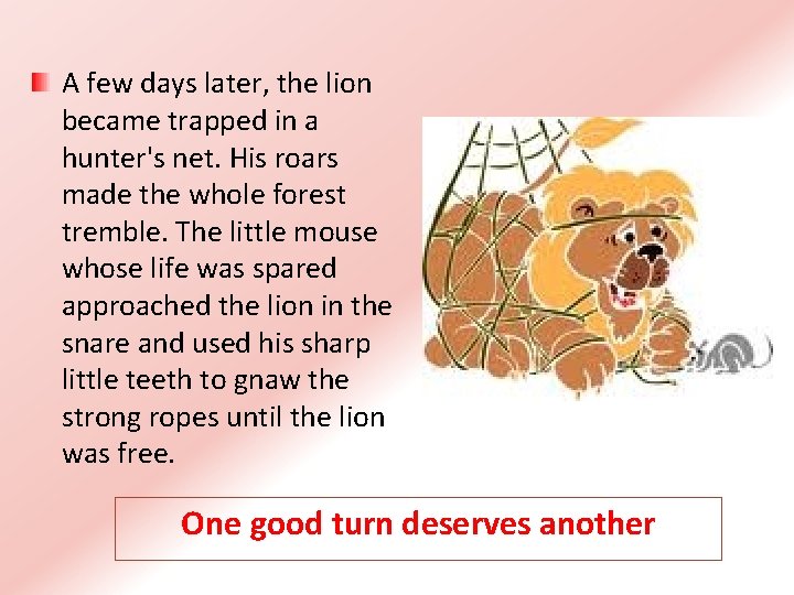 A few days later, the lion became trapped in a hunter's net. His roars