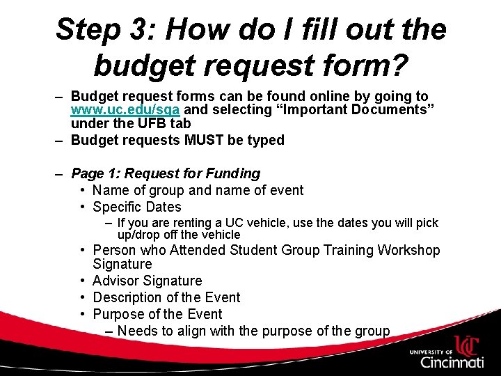 Step 3: How do I fill out the budget request form? – Budget request