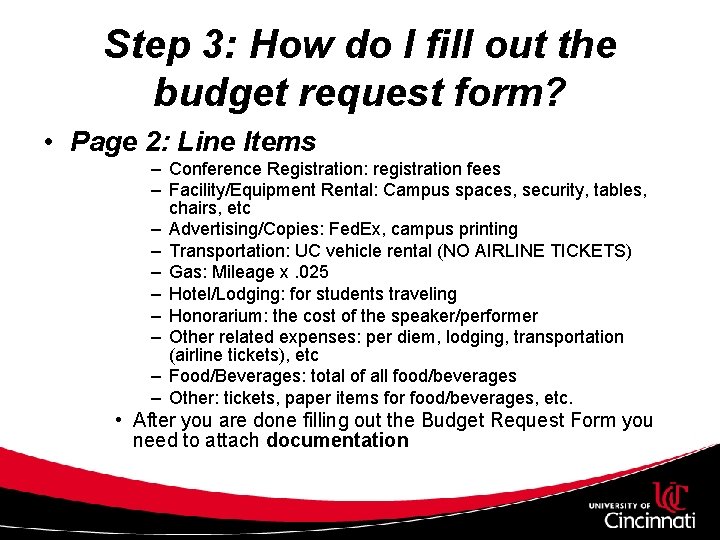Step 3: How do I fill out the budget request form? • Page 2: