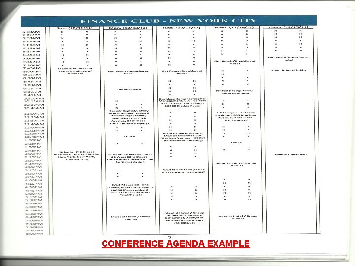 CONFERENCE AGENDA EXAMPLE 
