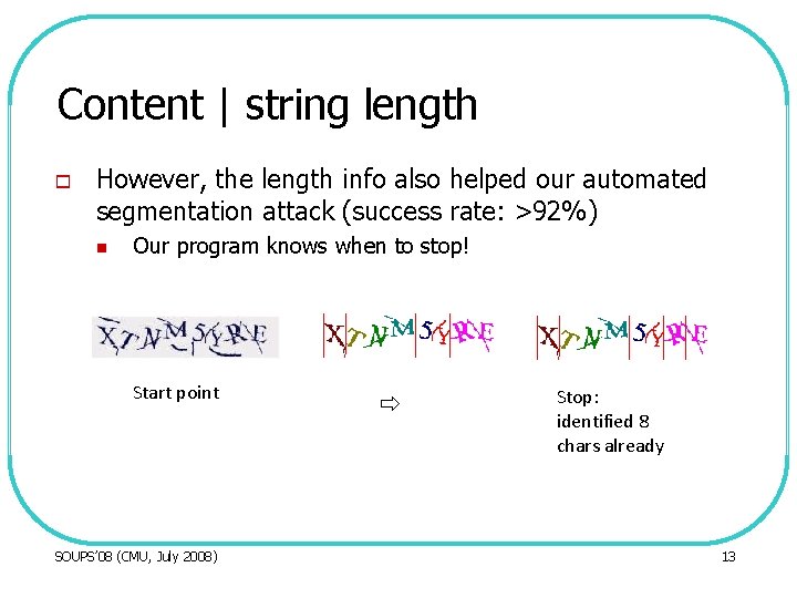 Content | string length o However, the length info also helped our automated segmentation