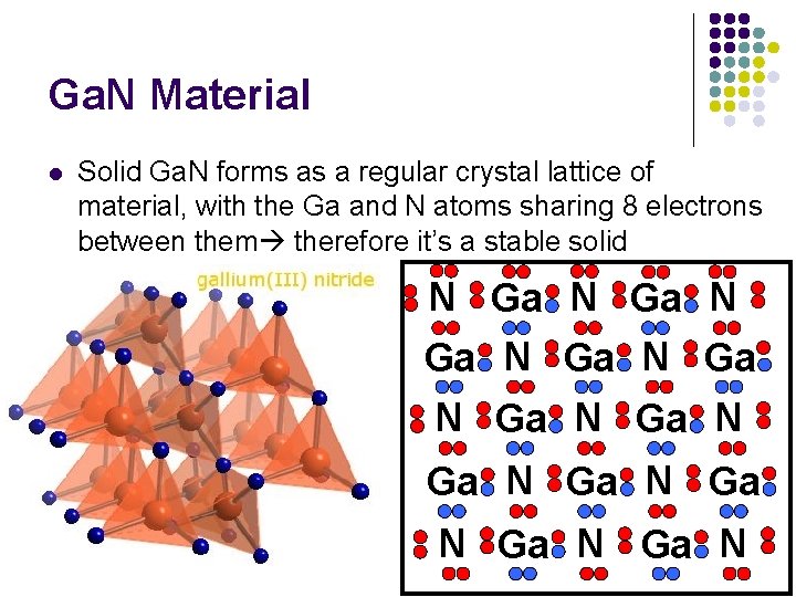 Ga. N Material l Solid Ga. N forms as a regular crystal lattice of
