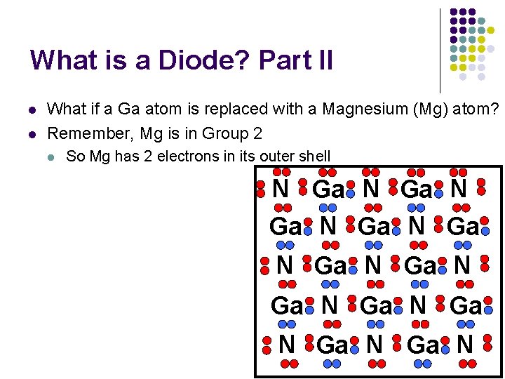 What is a Diode? Part II l l What if a Ga atom is