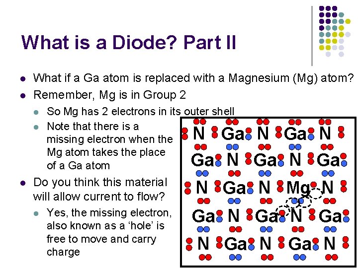 What is a Diode? Part II l l What if a Ga atom is