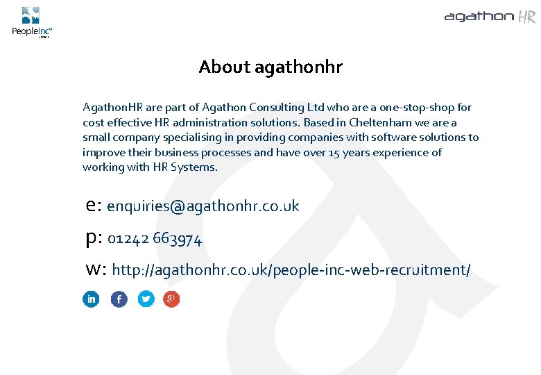About agathonhr Agathon. HR are part of Agathon Consulting Ltd who are a one-stop-shop