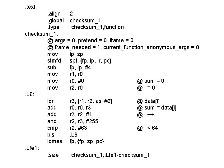 . text. align 2. global checksum_1. type checksum_1, function checksum_1: @ args = 0,