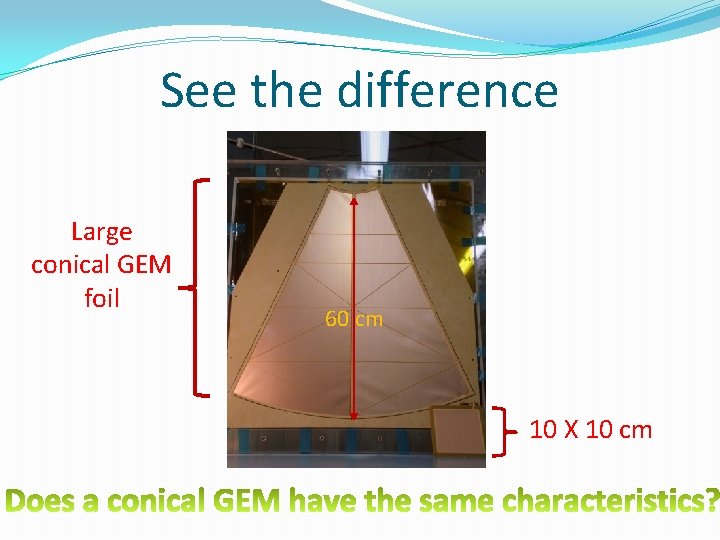 See the difference Large conical GEM foil 60 cm 10 X 10 cm 