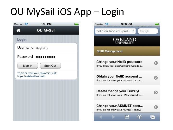 OU My. Sail i. OS App – Login 