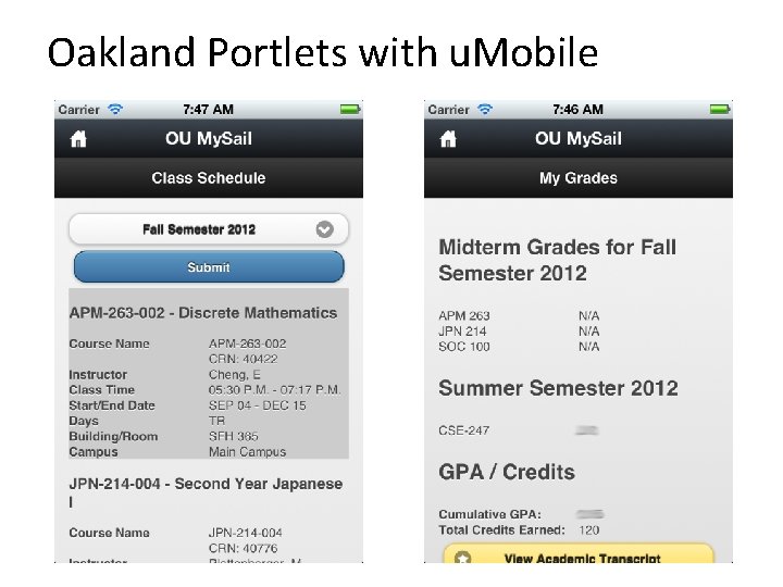 Oakland Portlets with u. Mobile 