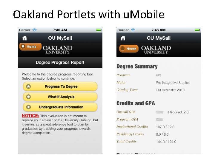 Oakland Portlets with u. Mobile 