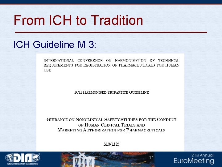 From ICH to Tradition ICH Guideline M 3: 14 