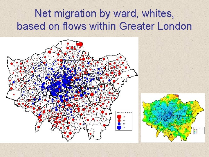 Net migration by ward, whites, based on flows within Greater London 