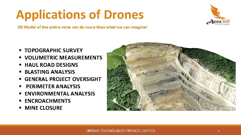 Applications of Drones 3 D Model of the entire mine can do more than