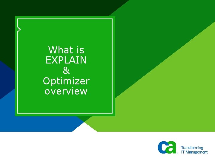 What is EXPLAIN & Optimizer overview 