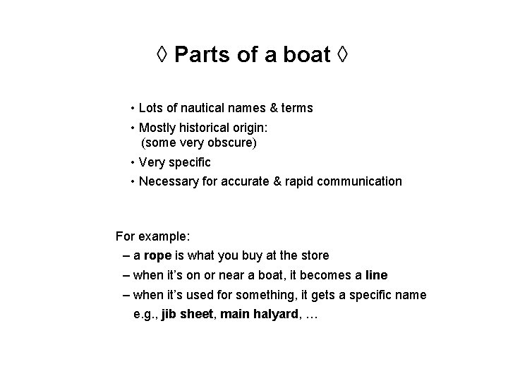 ◊ Parts of a boat ◊ • Lots of nautical names & terms •