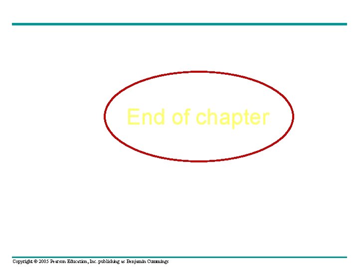 End of chapter Copyright © 2005 Pearson Education, Inc. publishing as Benjamin Cummings 