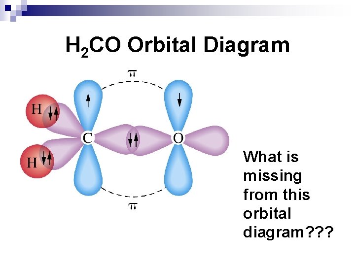H 2 CO Orbital Diagram What is missing from this orbital diagram? ? ?