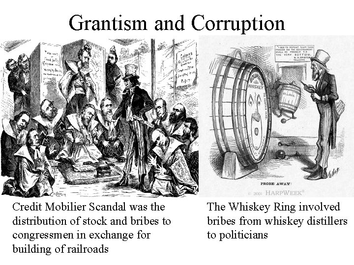 Grantism and Corruption Credit Mobilier Scandal was the distribution of stock and bribes to