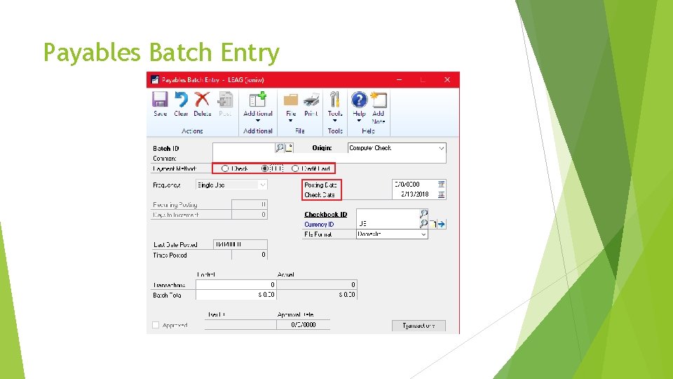 Payables Batch Entry 