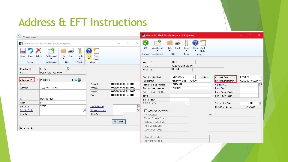 Address & EFT Instructions 
