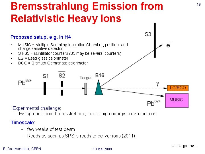 Bremsstrahlung Emission from Relativistic Heavy Ions 16 Proposed setup, e. g. in H 4