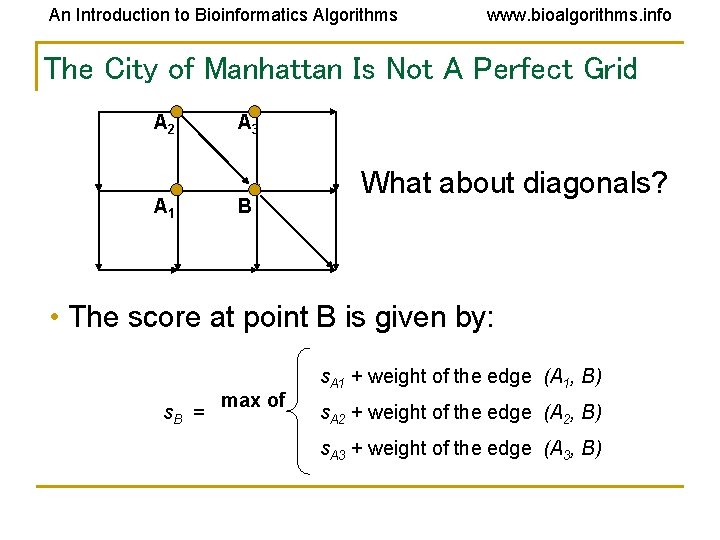 An Introduction to Bioinformatics Algorithms www. bioalgorithms. info The City of Manhattan Is Not An Introduction to Bioinformatics Algorithms www. bioalgorithms. info The City of Manhattan Is Not