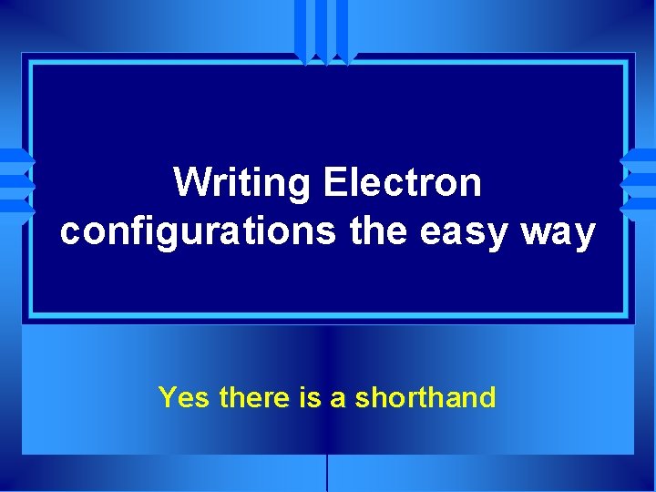 Writing Electron configurations the easy way Yes there is a shorthand 