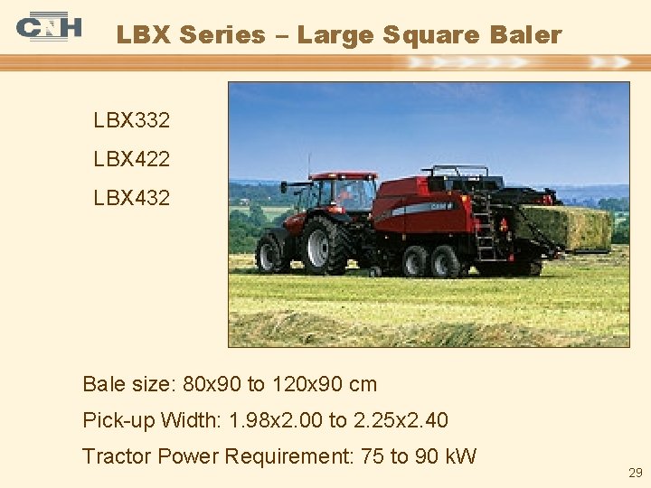 LBX Series – Large Square Baler LBX 332 LBX 422 LBX 432 Bale size: