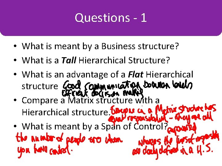 Questions -1 Some Key Terms • What is meant by a Business structure? •