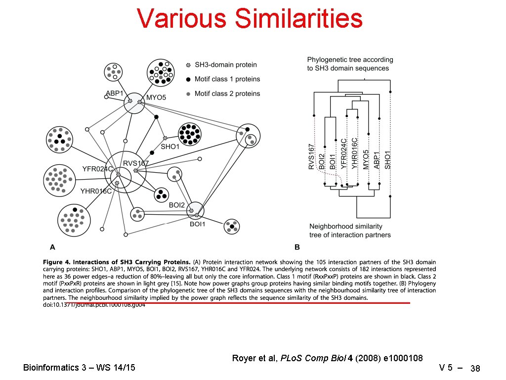 Various Similarities Bioinformatics 3 – WS 14/15 Royer et al, PLo. S Comp Biol